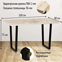 Millwood Лофт Уэльс Л 160x80x75 (36 мм, бетон/металл черный)