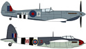 Hasegawa Истребитель Spitfire MK VII & Mosquito MK VI Combo (2 kits)