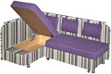 Мебель Холдинг Лагуна-2 196 (левый, серый/фиолетовый)