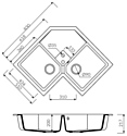 MARMORIN DEBRA 2 bowl trapezoid sink with draining board