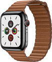 Apple Watch Series 5 44mm GPS + Cellular Stainless Steel Case with Leather Loop