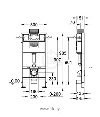 Фотографии Система инсталляции для подвесного унитаза Grohe Rapid SL 38525