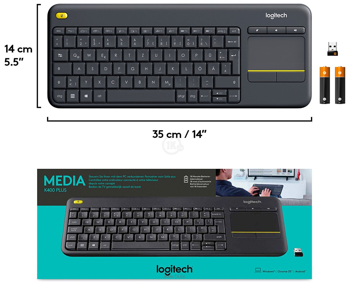 Фотографии Logitech K400 Plus black (без кириллицы)