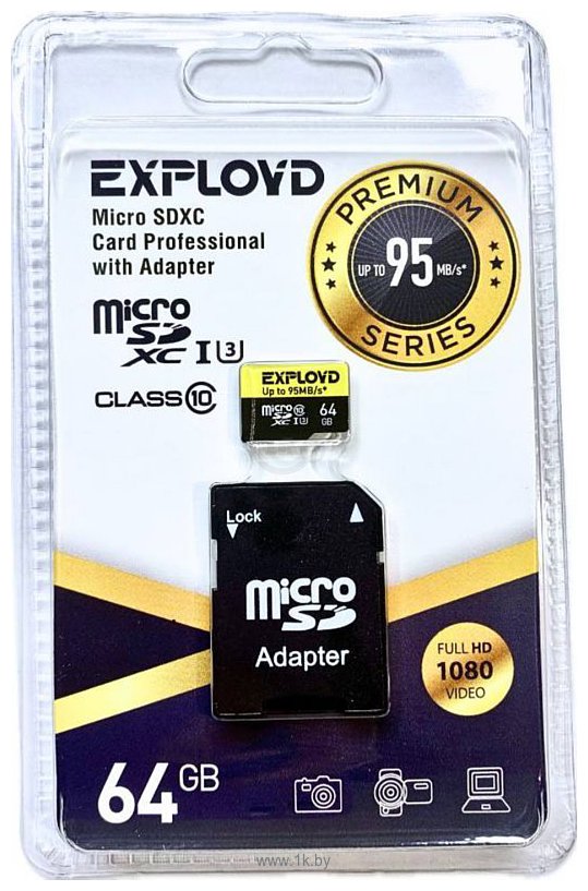 Фотографии Exployd Premium Series microSDXC 64GB EX064GCSDXC10UHS-1-ELU3 (с адаптером)