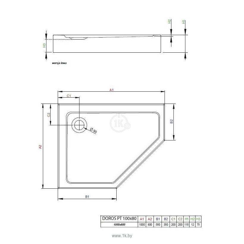 Фотографии Radaway Doros PT E Compact 100x90 R