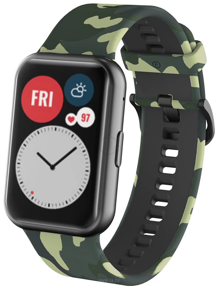 Фотографии Rumi силиконовый для Huawei Watch FIT, Watch FIT Elegant (зеленый камуфляж)