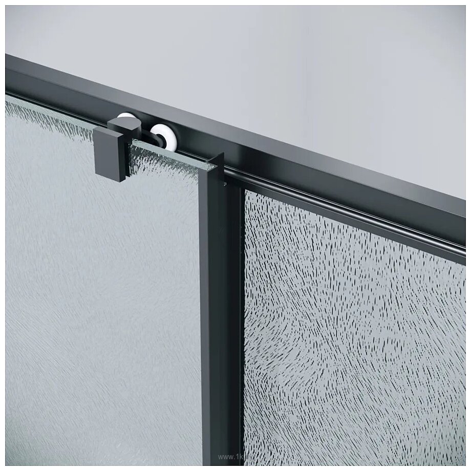 Фотографии Grossman Cosmo 100x100x195 120.K33.02.1010.21.02 (черный матовый/стекло шиншилла)