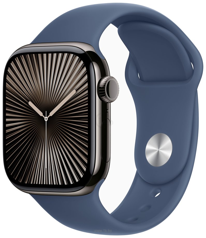 Фотографии Apple Watch Series 10 42 мм (титановый корпус, спортивный силиконовый ремешок)