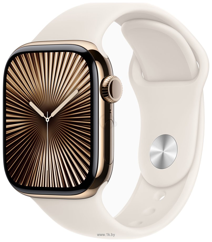 Фотографии Apple Watch Series 10 42 мм (титановый корпус, спортивный силиконовый ремешок)