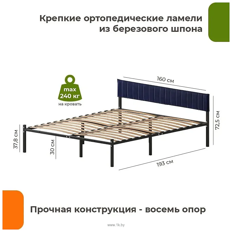 Фотографии Домаклево Лофт Компакт 160x190 (черный/темно-синий велюровый чехол)