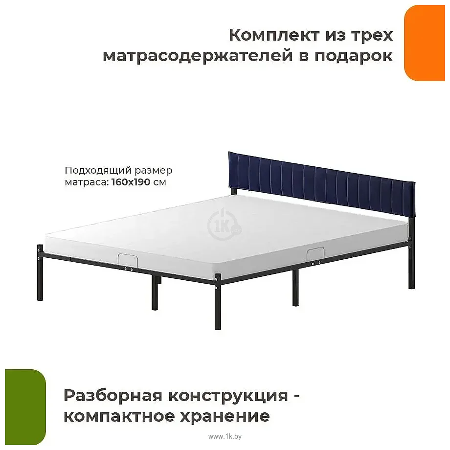 Фотографии Домаклево Лофт Компакт 160x190 (черный/темно-синий велюровый чехол)