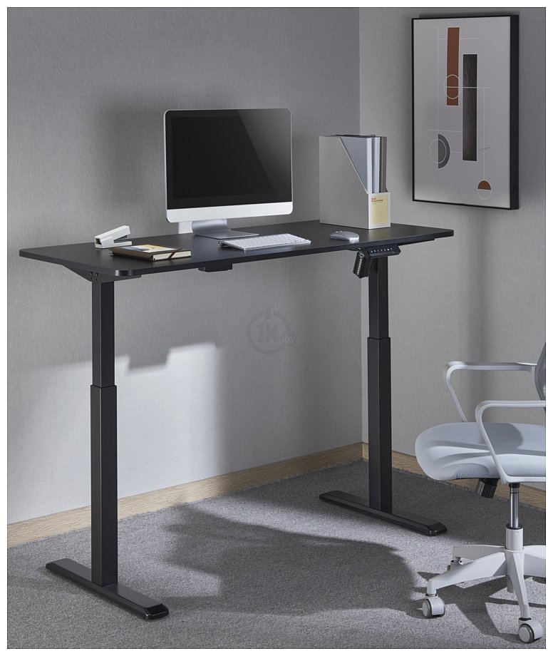 Фотографии ErgoSmart Electric Desk Prime 1200х650х18 мм (бетон чикаго светло-серый/черный)