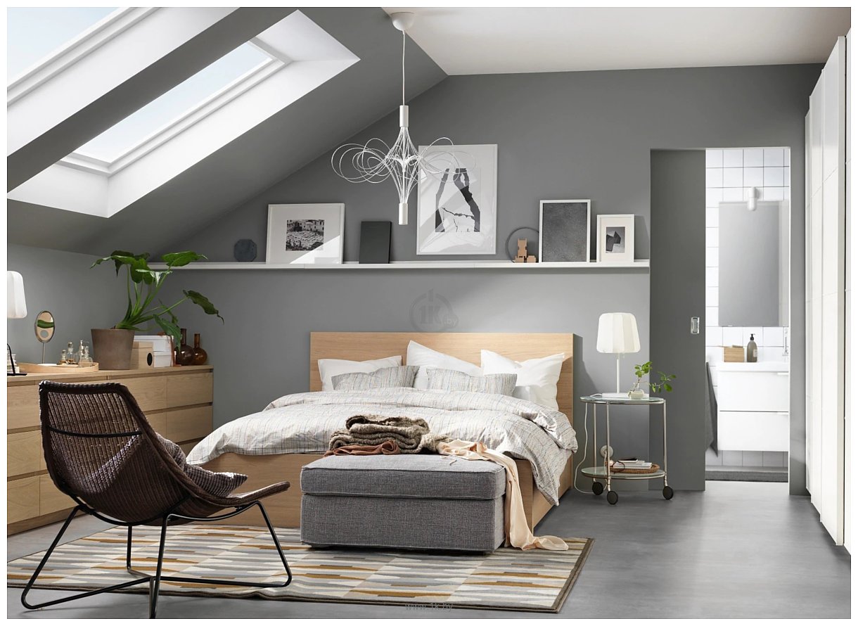 Фотографии Ikea Мальм 200x160 (2 ящика, дуб беленый, без основания) 692.109.39