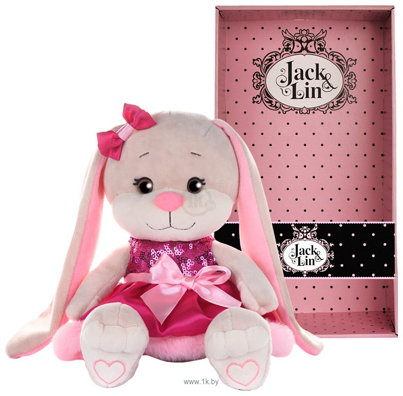 Фотографии Jack&Lin Зайка в розовом платьице с пайетками и мехом JL-254-20