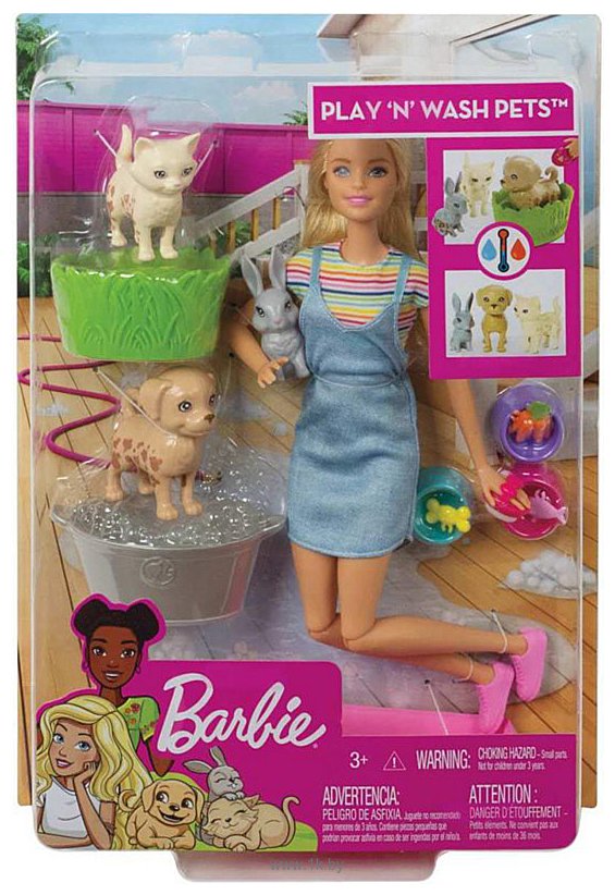 Фотографии Barbie Play'n'Wash Pets Playset with Blonde Doll FXH11