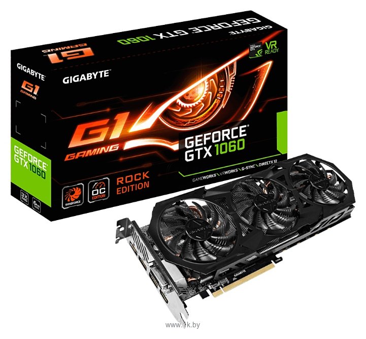 Фотографии GIGABYTE GeForce GTX 1060 G1 Rock 6144Mb (GV-N1060G1 ROCK-6GD)