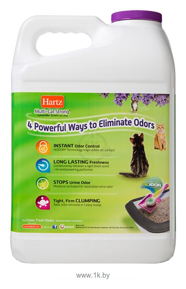 Фотографии Hartz Multi-Cat Strong 4-in-1 Action Cat Litter Lavender Scent 9,07кг