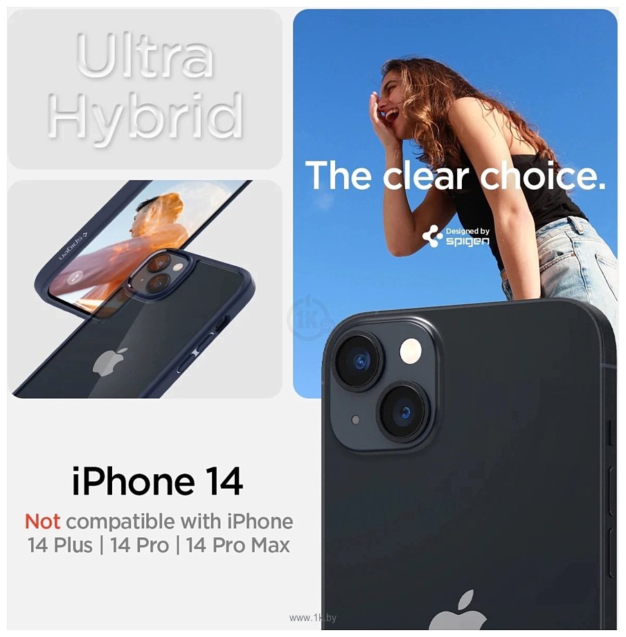 Фотографии Spigen Ultra Hybrid для iPhone 14 ACS05045 (прозрачный/синий)