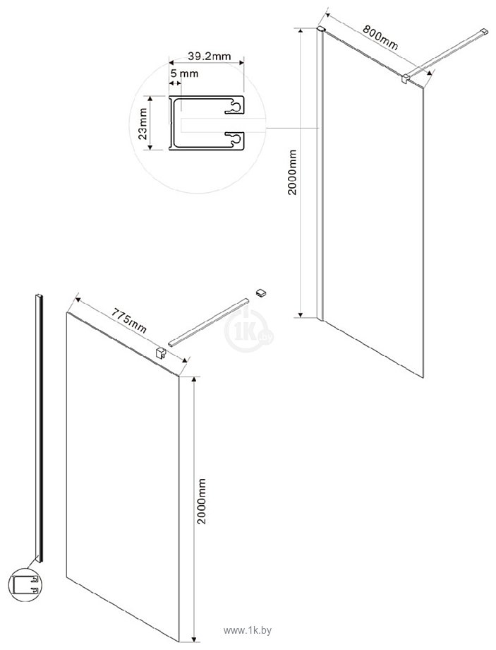 Фотографии Vincea Walk-In VSW-1H800CG (хром/тонированное)