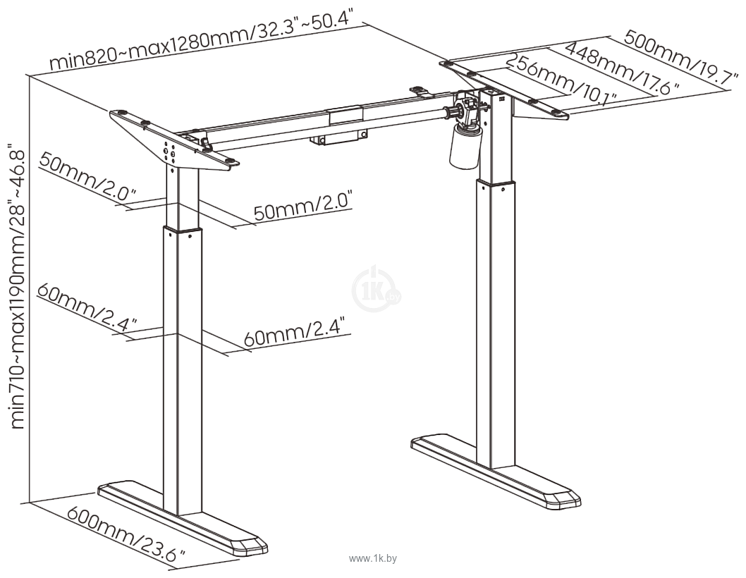 Фотографии ErgoSmart Electric Desk Prime 1200х650х18 мм (альпийский белый/черный)