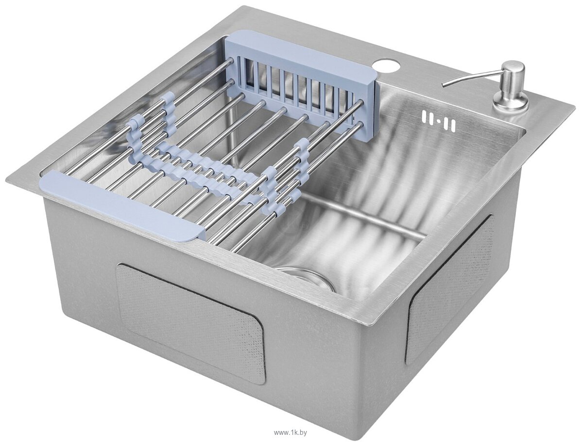 Фотографии Saniteco 4848 + Spike F9S07011 (сатин, с сифоном, дозатором и коландером)