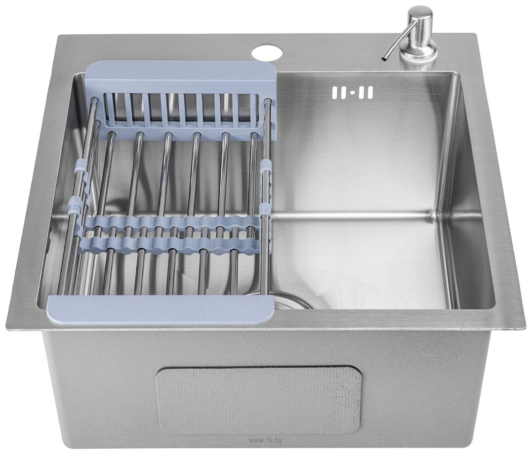 Фотографии Saniteco 4848 + Spike F9S07011 (сатин, с сифоном, дозатором и коландером)