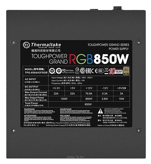 Фотографии Thermaltake Toughpower Grand RGB Gold (RGB Sync Edition) 850W