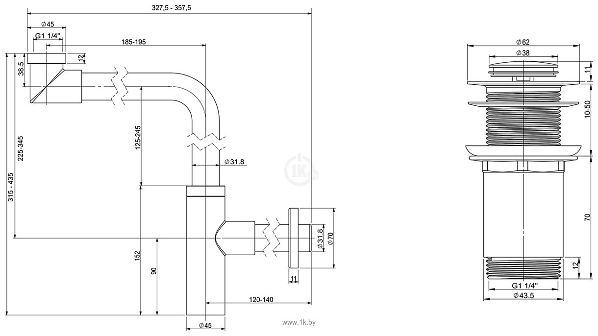 Фотографии Wellsee Drainage System 182126002 (сифон, донный клапан, золото)