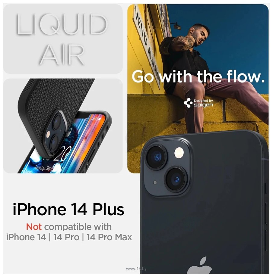 Фотографии Spigen Liquid Air iPhone 14 Plus Matte Black ACS04891 (черный матовый)