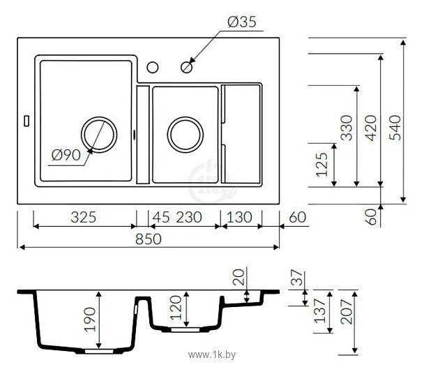 Фотографии MARMORIN COMBO 1.5 bowl sink