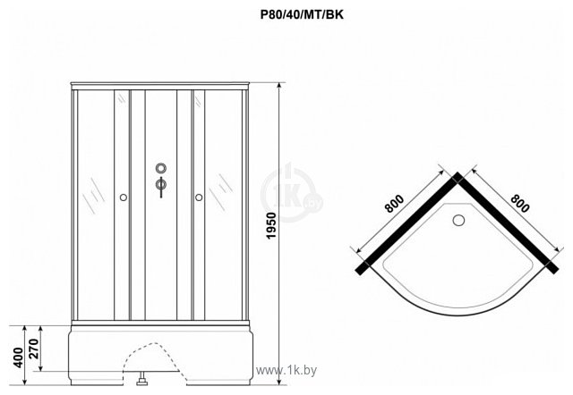 Фотографии Niagara Promo P80/40/MT/BK 80x80x195