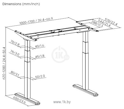 Фотографии ErgoSmart Ergo Desk Prime 1200x650x18 мм (дуб темно-коричневый/черный)