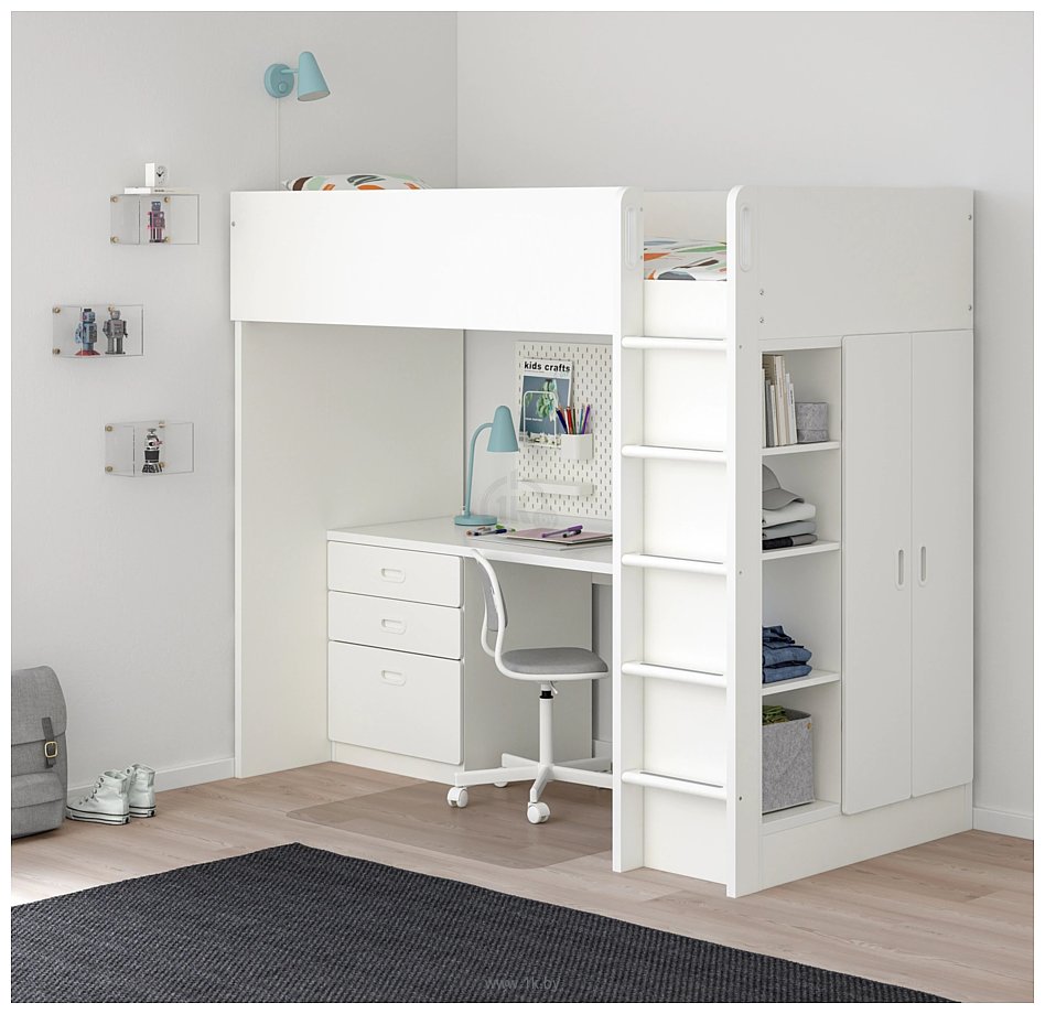 Фотографии Ikea Стува/Фритидс 200x90 (3 ящика, 2 дверцы, бел/бел) 192.534.36