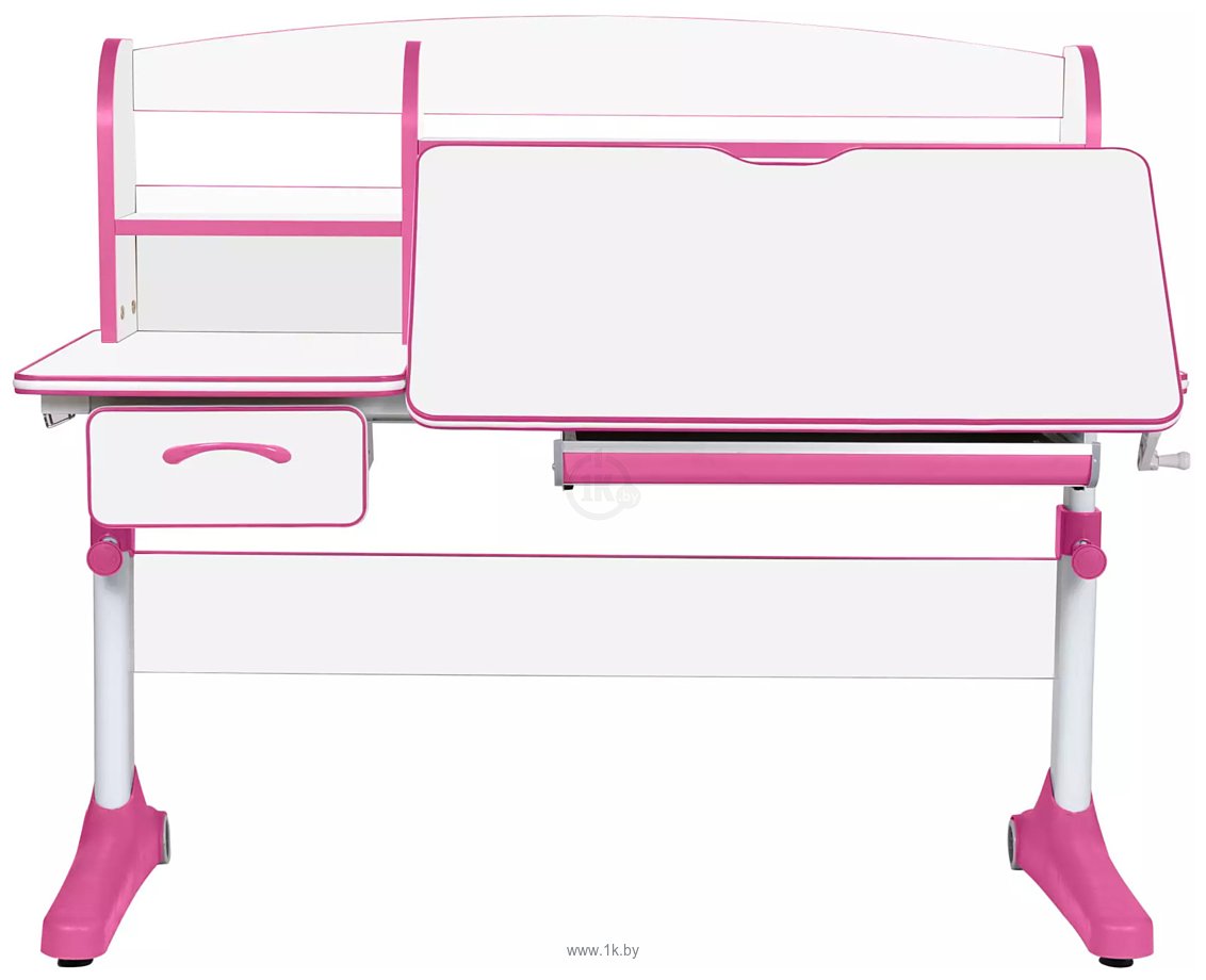Фотографии Anatomica Uniqa + надстройка + подставка для книг с красным креслом Бюрократ KD-2 (белый/розовый)