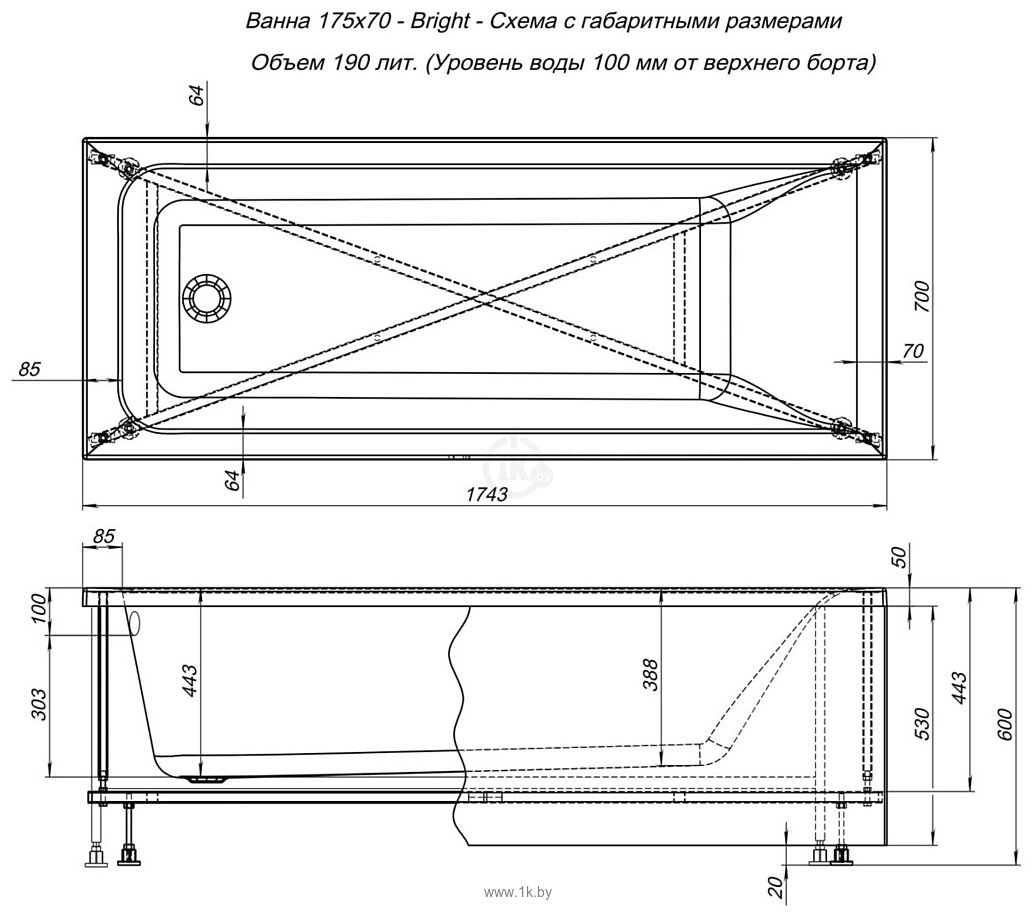 Фотографии Aquanet Bright 175x70