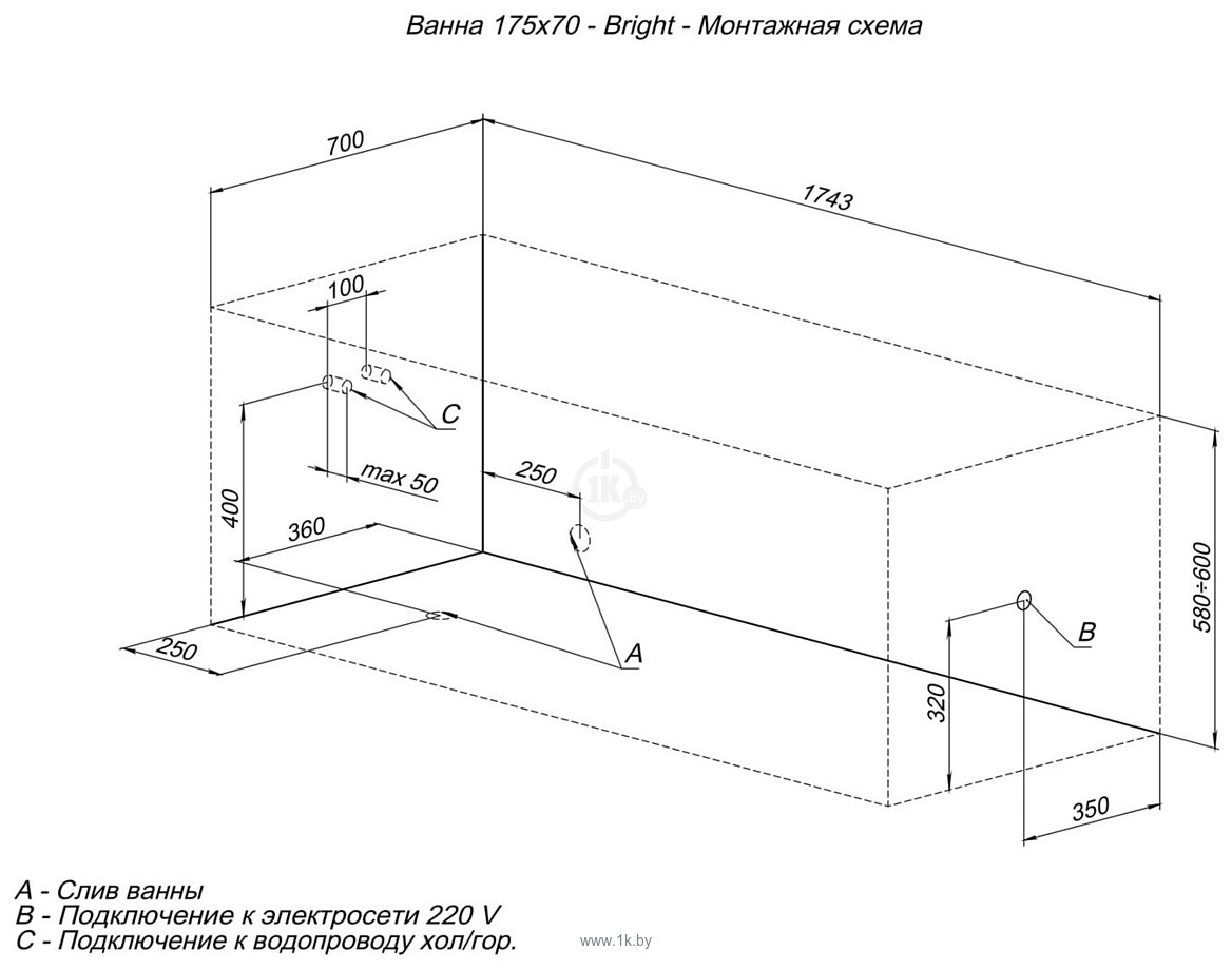 Фотографии Aquanet Bright 175x70