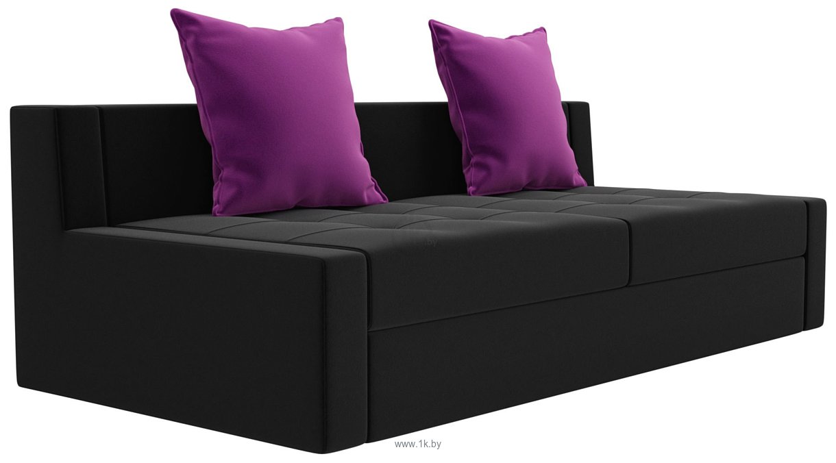 Фотографии Лига диванов Мартин 102814 (микровельвет, черный/фиолетовый)