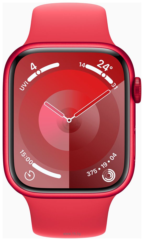 Фотографии Apple Watch Series 9 45 мм (алюминиевый корпус, красный/красный, спортивный силиконовый ремешок M/L)