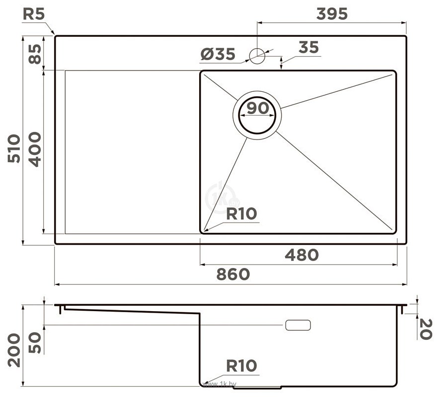 Фотографии Omoikiri Akisame Side 86-IN-R