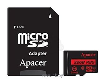 Фотографии Apacer microSDHC Card Class 10 UHS-I U1 (R85 MB/s) 32GB + SD adapter