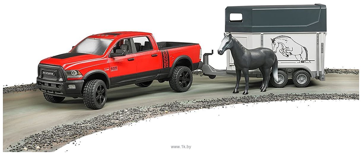 Фотографии Bruder RAM 2500 Power Wagon with horse trailer and horse 02501