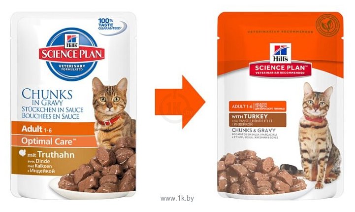 Фотографии Hill's (0.085 кг) 1 шт. Science Plan Feline Adult Optimal Care with Turkey Pouch