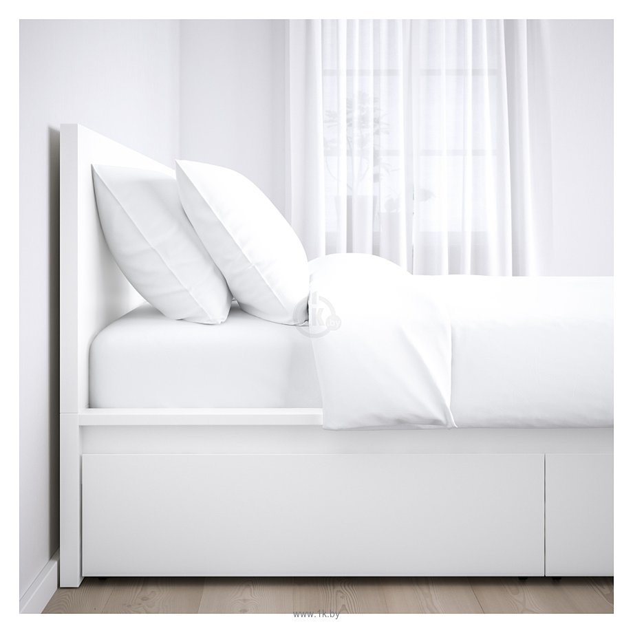 Фотографии Ikea Мальм 200x160 (2 ящика, белый, без основания) 392.110.25