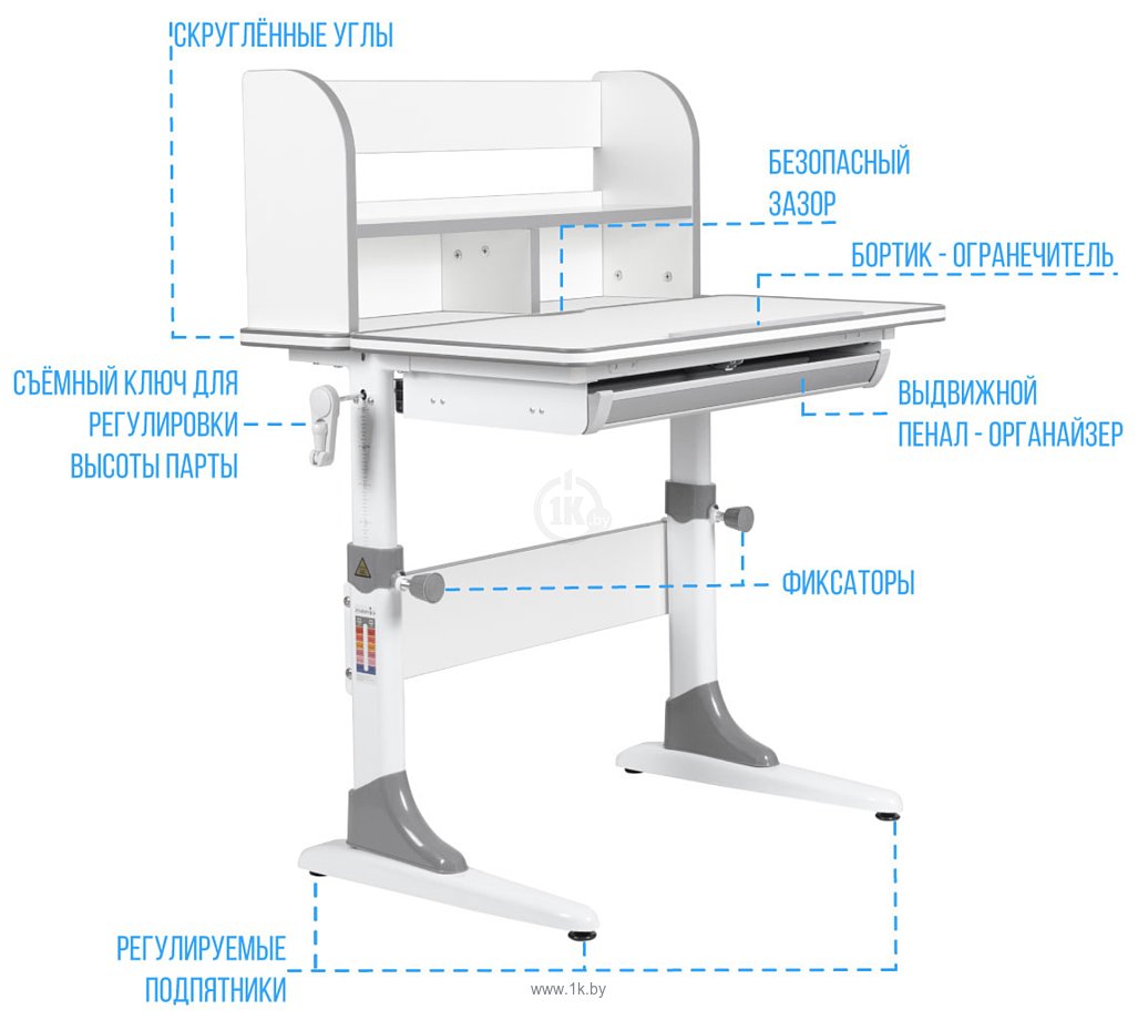 Фотографии Anatomica Smart-10 Plus + стул + надстройка + выдвижной ящик со стулом СУТ-01-01 фанера клен/белый (клен/серый)