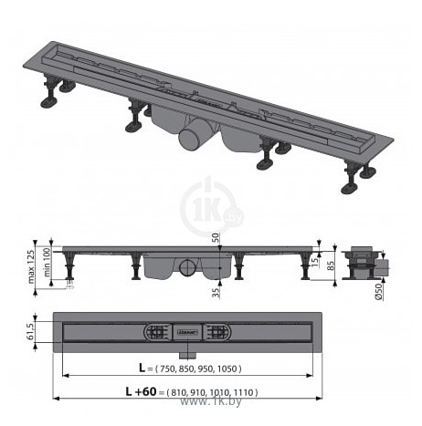 Фотографии Alcaplast APZ12-950 с решеткой Tile