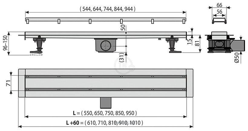 Фотографии Alcaplast APZ13-DOUBLE9-650 (с решеткой)