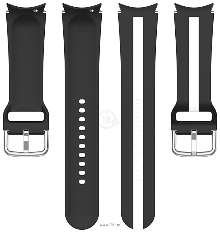 Фотографии Rumi Sport Line силиконовый для Samsung Galaxy Watch4/5 (20 мм, черный/белый)