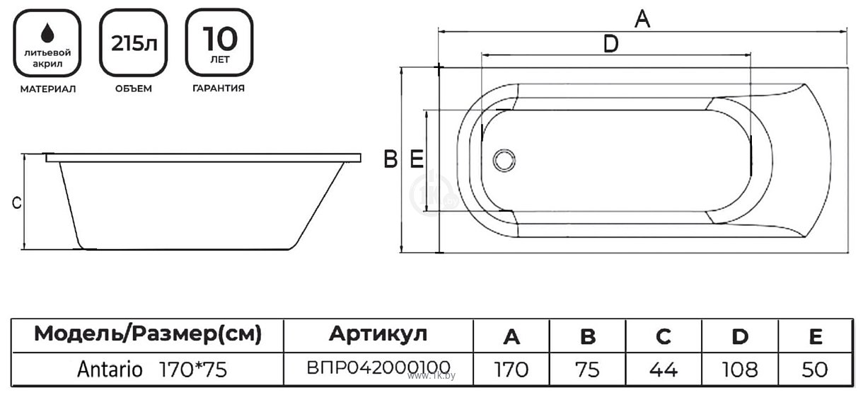 Фотографии Alba Spa Antario 170х75