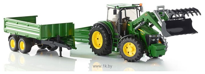 Фотографии Bruder John Deere 7930 with frontloader and trailer 03055