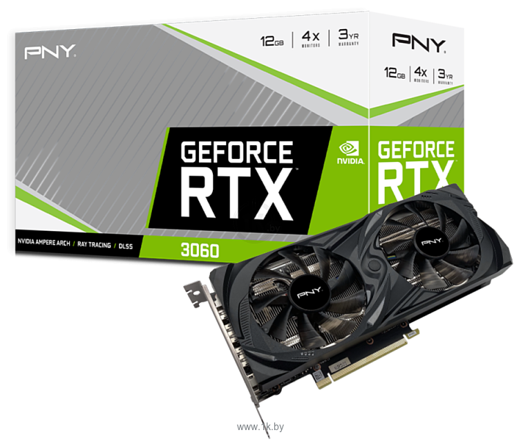 Фотографии PNY GeForce RTX 3060 Uprising Dual Fan 12GB GDDR6 (VCG306012DFMPB)